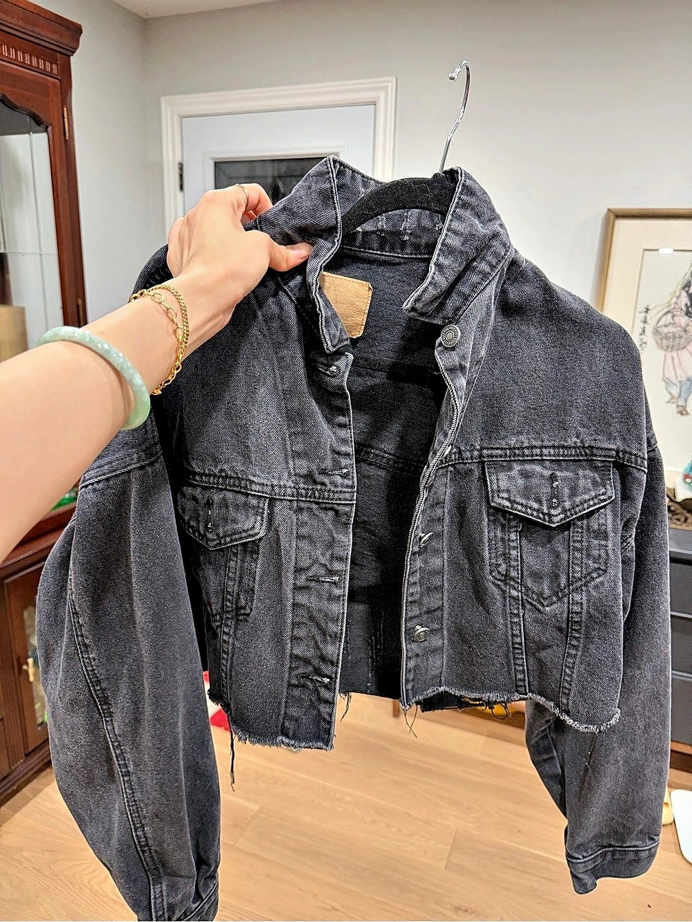 Cropped Gray Denim Jacket